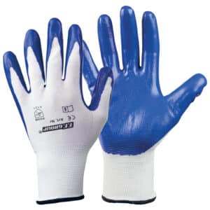 F.F. Group Γάντια Με Επικάλυψη Νιτριλίου Λευκά-Μπλε droutsas.gr