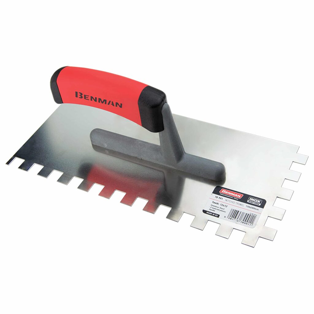 Benman Μυστρί Πλακάδων Inox 130x280mm Με Τετράγωνο Δόντι 12Χ12mm & Πλαστική Λαβή 70991 droutsas.gr