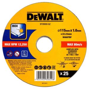 Dewalt Δίσκος Κοπής Inox 115x1mm 25Τμχ DT20593 droutsas.gr