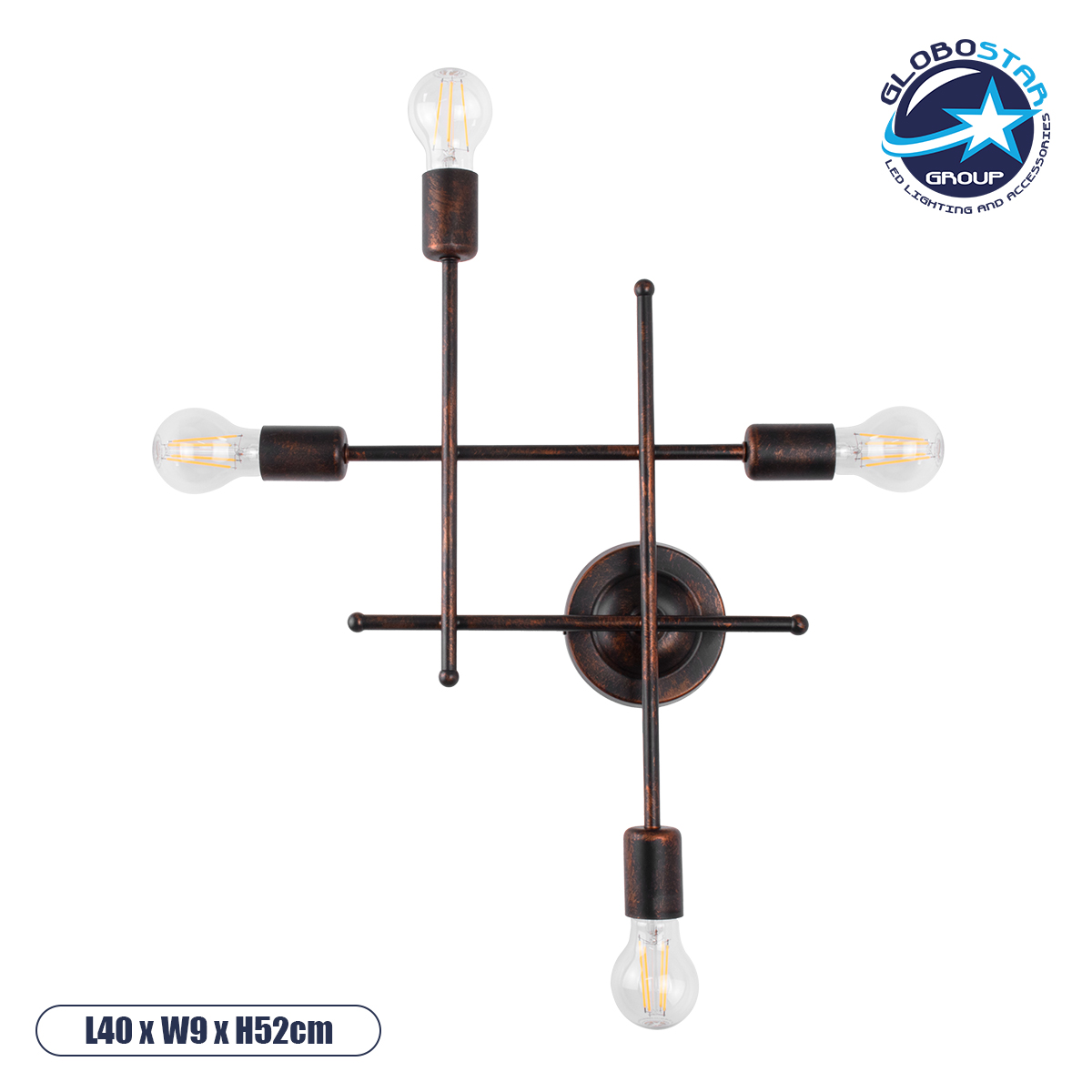 GLOBOSTARu00ae PIPING 00662 Vintage u03a6u03c9u03c4u03b9u03c3u03c4u03b9u03bau03cc u03a4u03bfu03afu03c7u03bfu03c5 - u0391u03c0u03bbu03afu03bau03b1 u03bcu03b5 u039du03c4u03bfu03c5u03af 4 x E27 AC 220-240V IP20 - u03a7u03acu03bbu03bau03b9u03bdu03bf - u039c40 x u03a09 x u03a552cm