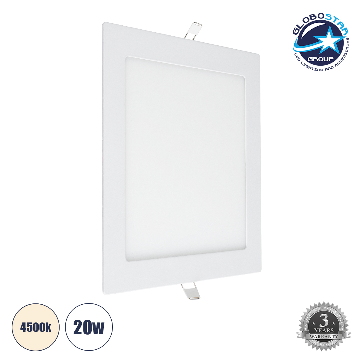 60198_1 GLOBOSTARu00ae PANELO 60198 u03a7u03c9u03bdu03b5u03c5u03c4u03cc Panel u039fu03c1u03bfu03c6u03aeu03c2 LED 20W 2120lm 120u00b0 AC 220-240V IP20 u03a6u03c5u03c3u03b9u03bau03cc u039bu03b5u03c5u03bau03cc 4500K - Lumileds SMD Chip & Tu00dcV Su00dcD Driver - u039bu03b5u03c5u03bau03cc u0393u03b1u03bbu03b1u03bau03c4u03b5u03c1u03cc - u039c22.5 x u03a022.5 x u03a51.9cm / Q20 x 20cm - 3 u03a7u03c1