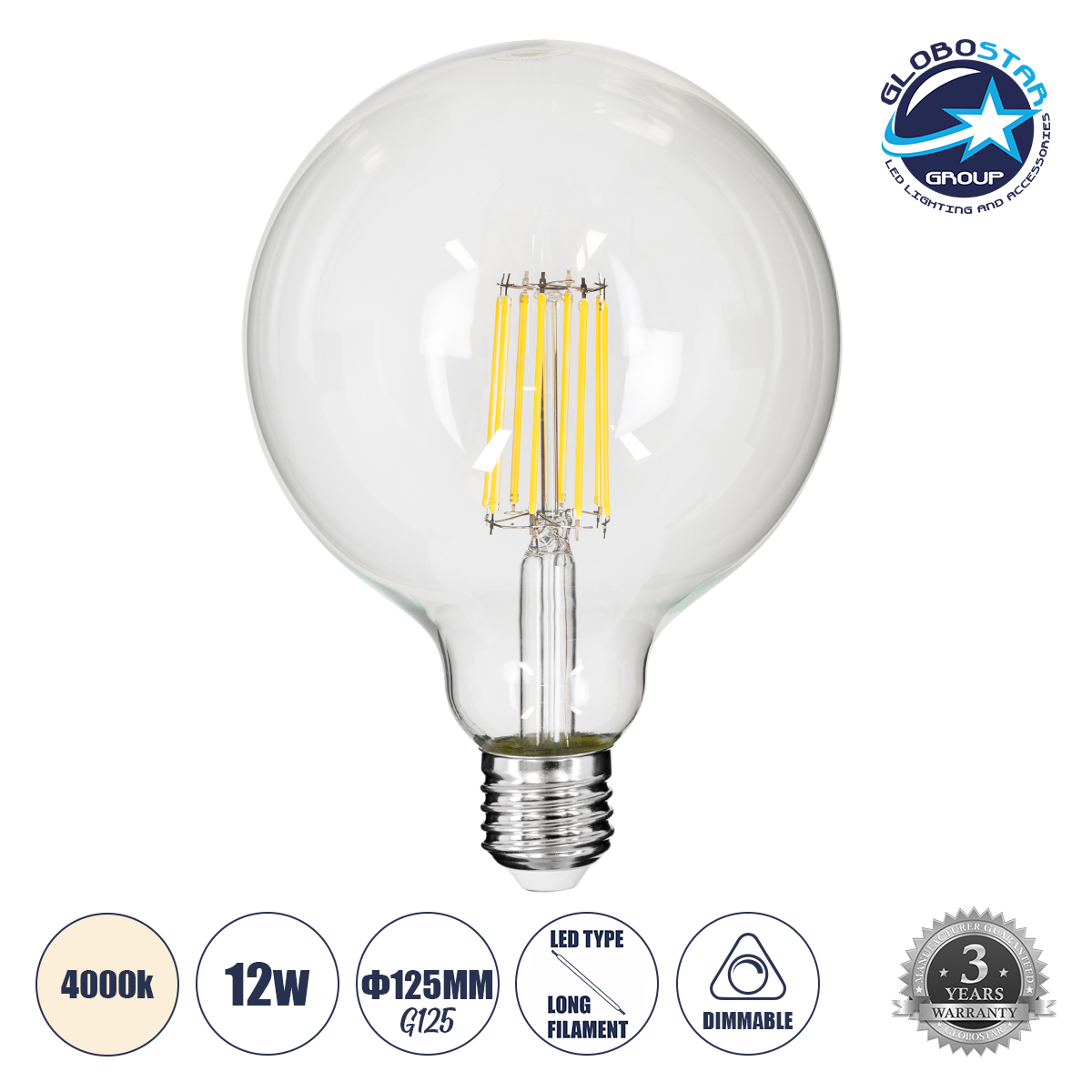 99055_01 GLOBOSTARu00ae BUBBLE 99055 u039bu03acu03bcu03c0u03b1 E27 G125 LED 12W 1320lm 360u00b0 AC 220-240V IP20 u03a6u03c5u03c3u03b9u03bau03cc u039bu03b5u03c5u03bau03cc 4500K Dimmable - Long Filament Chip - u0394u03b9u03acu03c6u03b1u03bdu03bf - u039c12.5 x u03a012.5 x u03a518cm - 3 u03a7u03c1u03ccu03bdu03b9u03b1 u0395u03b3u03b3u03cdu03b7u03c3u03b7